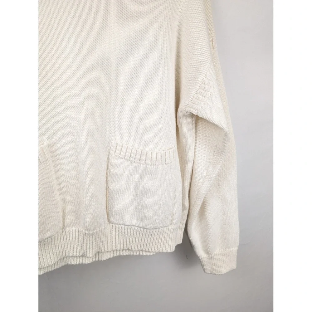 J Crew Womens Cashmere Mock Neck Pocket Sweater‎ Size M White Classic Fisherman